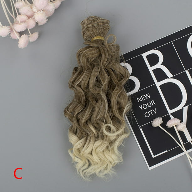 15cm Long Colorful Curly Wave Doll Synthetic DIY Hair Weft Extensions For Dolls